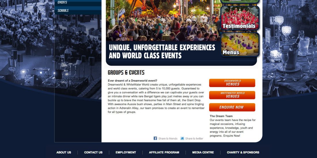 Dreamworld Events Website